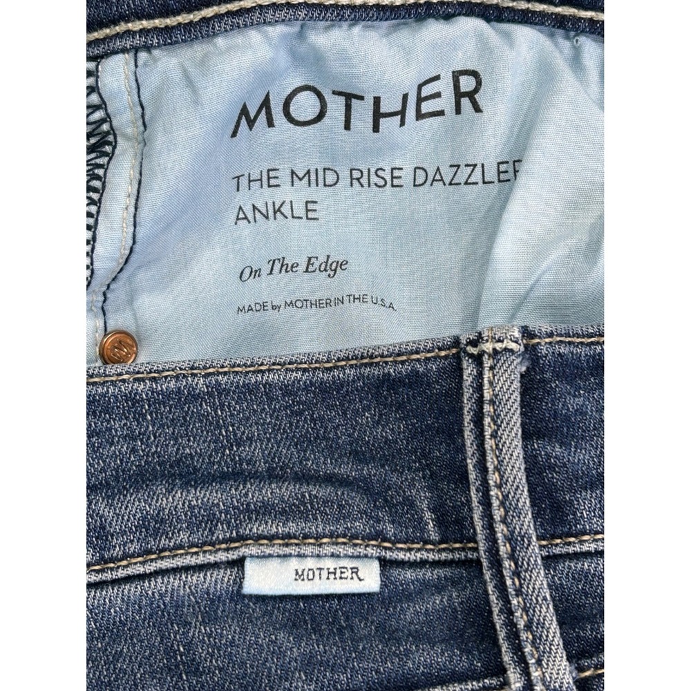 Mother The Mid Rise Dazzler Ankle Jeans On The Edge Blue Straight Leg Size 30 - Picture 7 of 13
